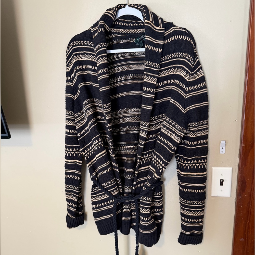 Ralph Lauren Linen Blend Tie-Waist Cardigan NEW - Picture 2 of 7